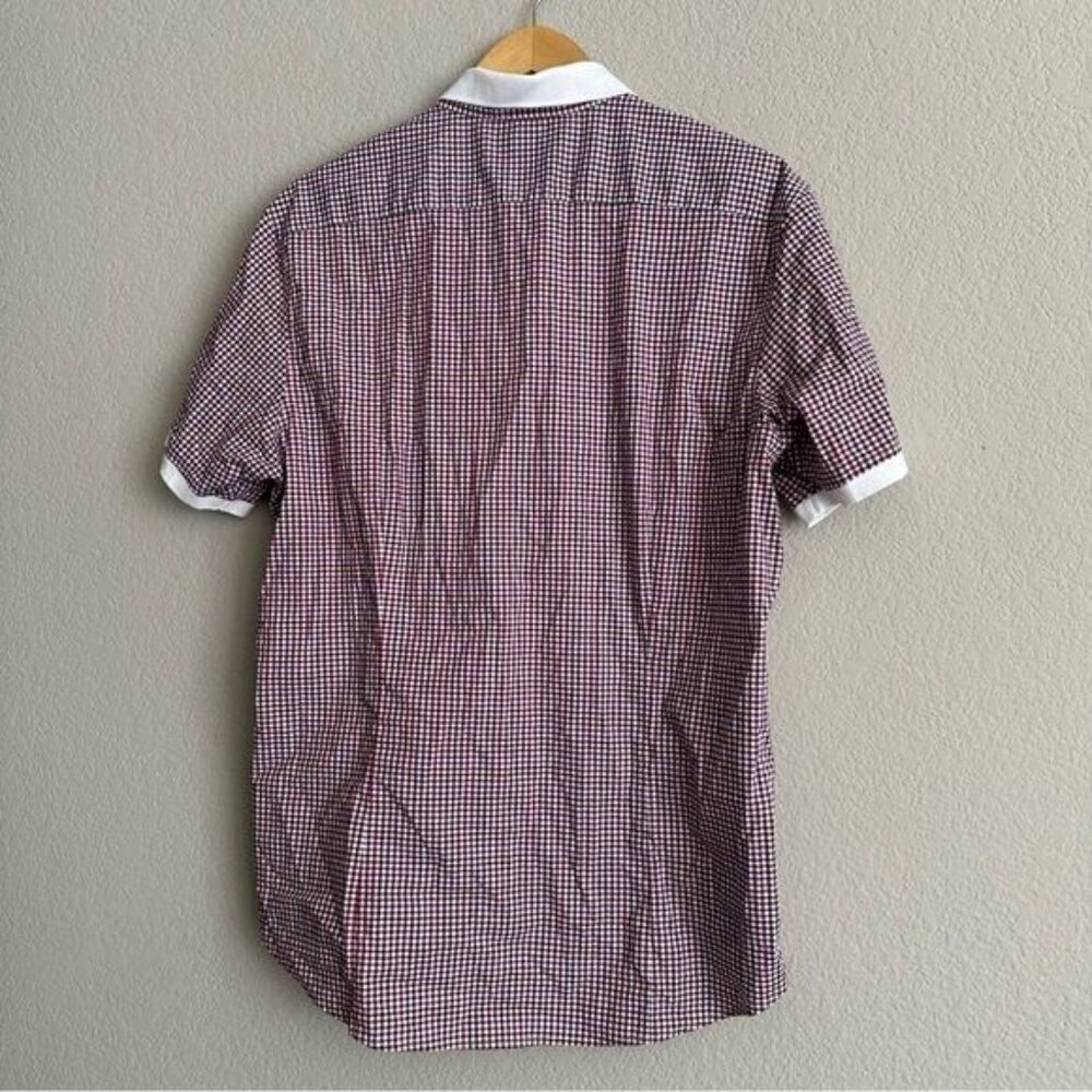 Michael Kors Men's Red Gingham Check Slim Fit Casual Button Down Shirt Size L - Picture 5 of 7